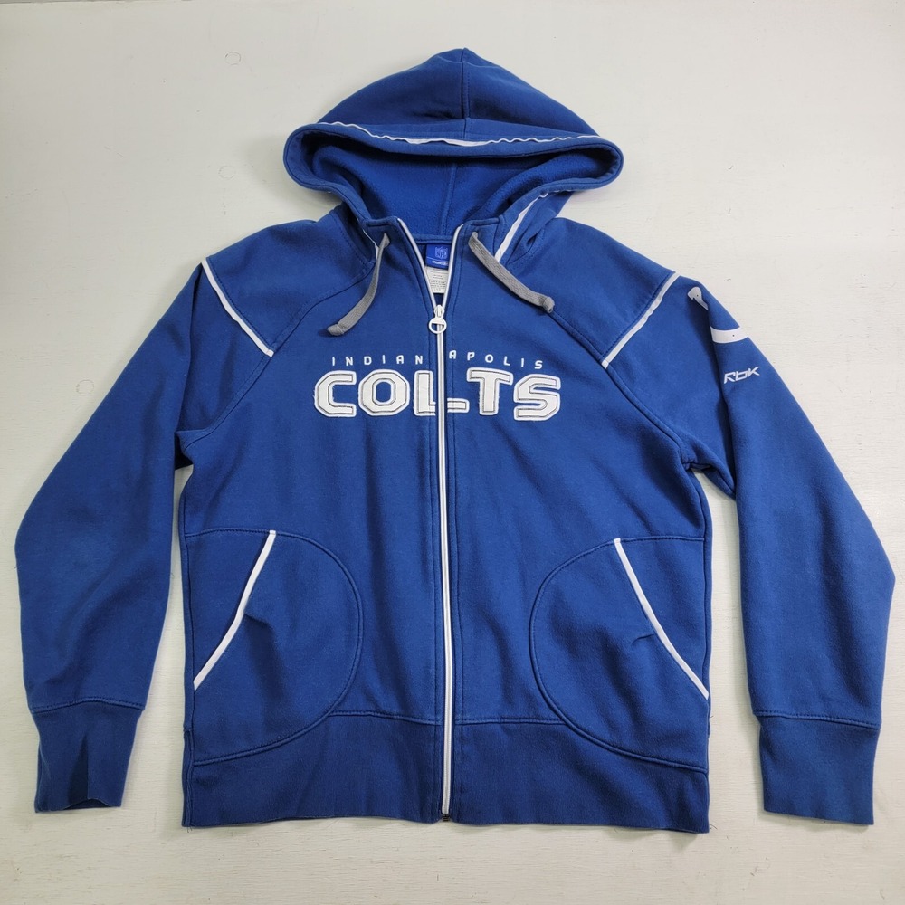 Reebok RBK NFL Indianapolis Colts Mens Full Zip Hoodie Football Blue Sz L EUC